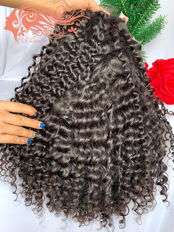 Csqueen Raw Bounce Curly 13*4 Transparent Lace Frontal WIG 100% Human Hair 180%density - Click Image to Close